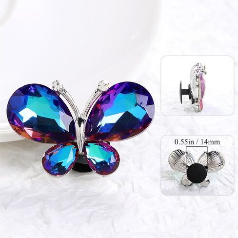 4PCS Crystal Butterfly Beach Bag Shoes Accessories Charms Alloy Glass Charms Compatible with Bogg Bags Women Accessories for Party and Birthday Gifts in Saudi Arabia