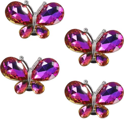 4PCS Crystal Butterfly Beach Bag Shoes Accessories Charms Alloy Glass Charms Compatible with Bogg Bags Women Accessories for Party and Birthday Gifts in Saudi Arabia