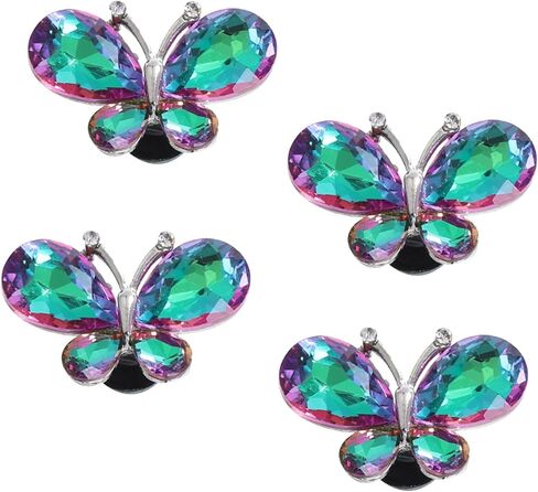 4PCS Crystal Butterfly Beach Bag Shoes Accessories Charms Alloy Glass Charms Compatible with Bogg Bags Women Accessories for Party and Birthday Gifts in Saudi Arabia