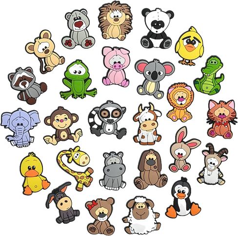 Cute Animal Shoe Charms for Clogs and Sandals, Cartoon Clog Charms Accessories, Kawaii Style Colorful Novelty Shoe Decoration Accessories, Easy Fit Gift Idea in Saudi Arabia