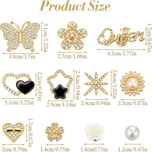 24 PCS Clog Charms for Women Girls, Gold Hole Shoe Charms, Bling Rhinestone Pearl Shoe Decorations for Clogs, DIY Clog Sandal Decoration Accessories Jewelry Charm in Kuwait