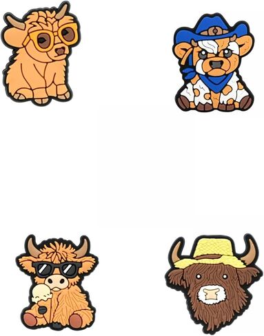 Highland Cattle Shoe Decoration Charms, 19pcs ABS DIY Decorations for Clogs and Sandals, Versatile Craft Accessories for Valentine's Day, Easter, Mardi Gras, Christmas in Saudi Arabia