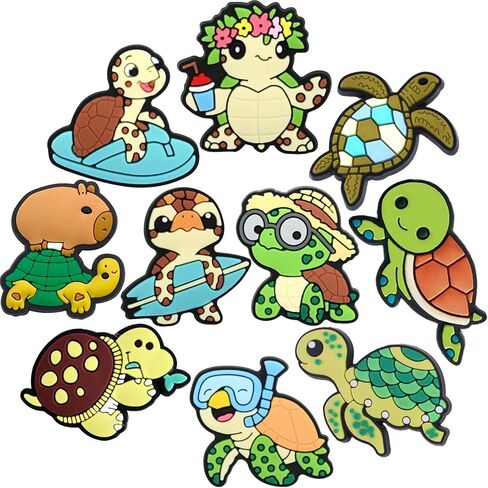 Turtle Shoe Charms Set, 10PCS Cute Sea Turtle PVC Charms for Clogs and Sandals, Ocean Animal Shoe Accessories, Party Favors, Birthday Gifts in Saudi Arabia