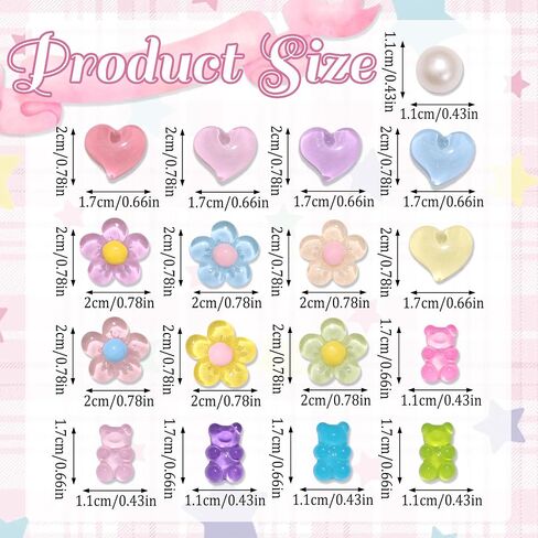 BELICEY 21PCS Colorful Shoes Charms Summer Daisy Flower Heart Charms for Flip Flops Accessories Cute Bear Pearls DIY Shoes Decoration Charms for Women Girls in Saudi Arabia