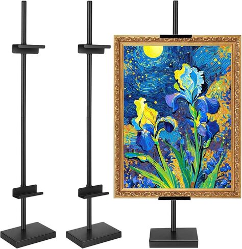 Wenqik 2 Pack Adjustable Tabletop Easel Stand Metal Picture Frame Stand Table Art Easels for Display Adjustable Picture Holder for Photo, Signs, Canvas(Black,30 Inch) in Kuwait