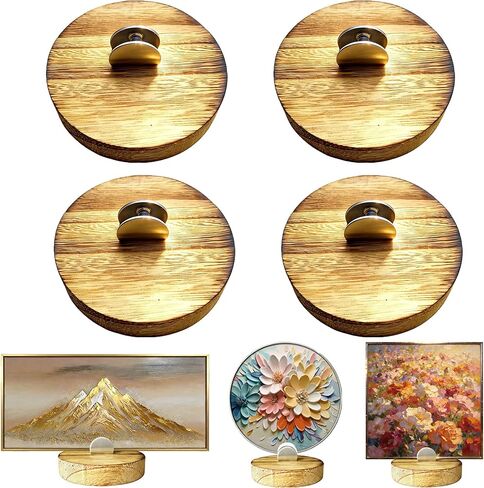 4 Pcs Premium Wood Adjustable Stained Glass Display Stands Tabletop Easels, Upright Book Display Holder for Tile, Photo Album, CD, Magazine, Postcard, Picture, Plate, Artworks, Phone, Photos, Décor(circles) in Saudi Arabia