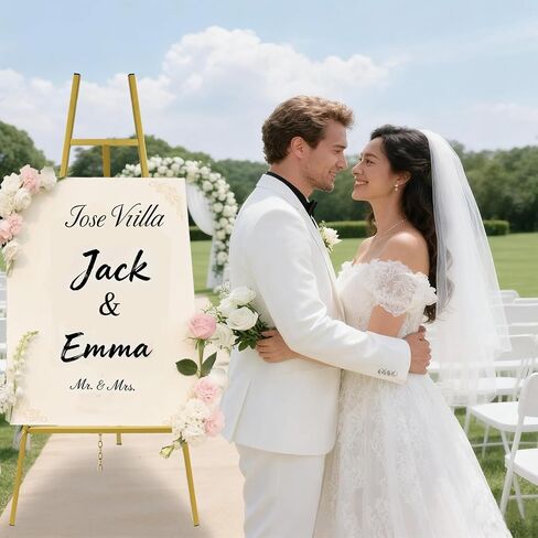 43.5" Gold Easel Stand for Sign,4-Level Height Display Easel with Adjustable chain,Easy-to-Install Metal Easel for Painting,Wedding Sign,Poster,Commercial Display in Saudi Arabia