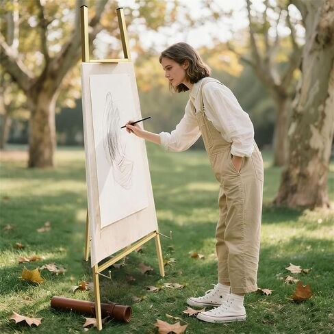 43.5" Gold Easel Stand for Sign,4-Level Height Display Easel with Adjustable chain,Easy-to-Install Metal Easel for Painting,Wedding Sign,Poster,Commercial Display in Saudi Arabia