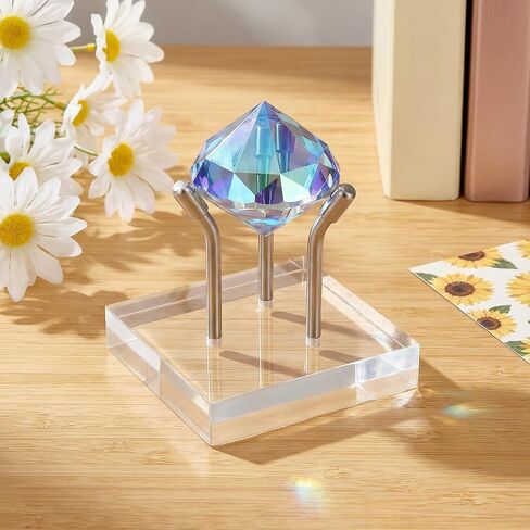 10 Pcs 3 Metal Peg Rock Display, Crystal Display Stand with Clear Acrylic Base Metal Pegs Fossil Stand Easel for Rocks, Crystal, Mineral, Geodes, Decorative Balls (2 x 2 Inch) in Saudi Arabia