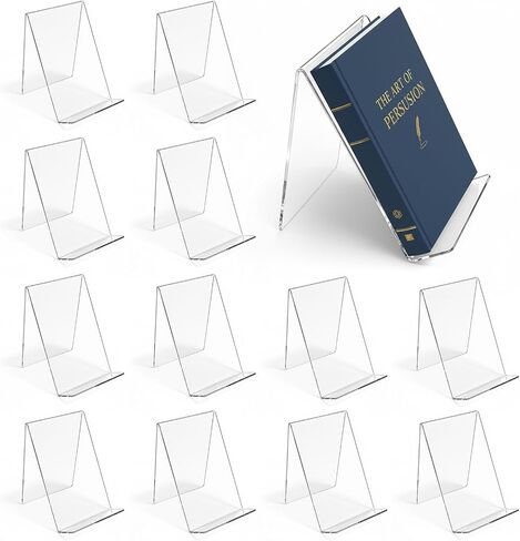 12 Pack Acrylic Book Display Holder, 4x5 Inch Clear Acrylic Book Stand, Books Display Easel for Displaying Books, Tablet Holder, Pictures, Notebooks, Music Sheets, Artworks, CDs in Saudi Arabia