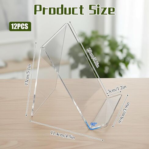 12 Pack Acrylic Book Display Holder, 4x5 Inch Clear Acrylic Book Stand, Books Display Easel for Displaying Books, Tablet Holder, Pictures, Notebooks, Music Sheets, Artworks, CDs in Saudi Arabia