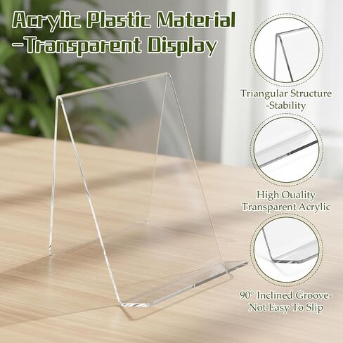 12 Pack Acrylic Book Display Holder, 4x5 Inch Clear Acrylic Book Stand, Books Display Easel for Displaying Books, Tablet Holder, Pictures, Notebooks, Music Sheets, Artworks, CDs in Saudi Arabia