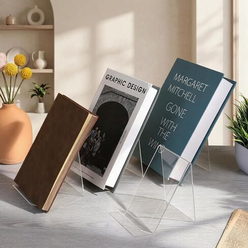 12 Pack Acrylic Book Display Holder, 4x5 Inch Clear Acrylic Book Stand, Books Display Easel for Displaying Books, Tablet Holder, Pictures, Notebooks, Music Sheets, Artworks, CDs in Saudi Arabia