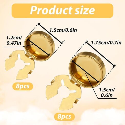 16Pcs Gold Button Covers Brass Button Cover Cufflinks,2 Sizes Buttons Covers for Men and Women, Elegant Accessories for Formal Shirts in Saudi Arabia