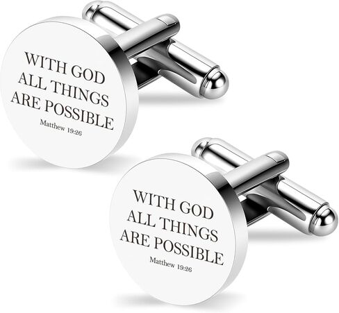 Mens Christian Gifts Inspirational Cuff Links Stainless Steel Cufflinks Bible Verse Catholic Religious Spiritual Gifts Faith Based God Biblical Gift Fathers Day Unique Birthday Presents Christmas Gift in Kuwait
