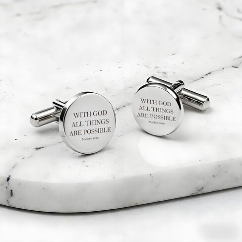 Mens Christian Gifts Inspirational Cuff Links Stainless Steel Cufflinks Bible Verse Catholic Religious Spiritual Gifts Faith Based God Biblical Gift Fathers Day Unique Birthday Presents Christmas Gift in Kuwait