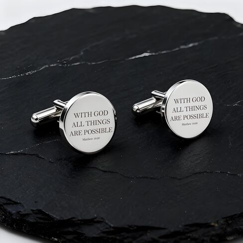 Mens Christian Gifts Inspirational Cuff Links Stainless Steel Cufflinks Bible Verse Catholic Religious Spiritual Gifts Faith Based God Biblical Gift Fathers Day Unique Birthday Presents Christmas Gift in Kuwait