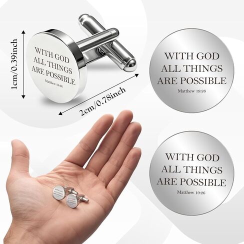 Mens Christian Gifts Inspirational Cuff Links Stainless Steel Cufflinks Bible Verse Catholic Religious Spiritual Gifts Faith Based God Biblical Gift Fathers Day Unique Birthday Presents Christmas Gift in Kuwait