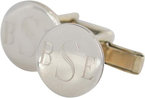Sterling Silver Cufflinks With Initials Engraved Round Style in Saudi Arabia