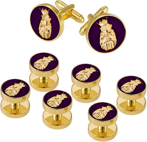 4031849 زوج من أزرار الأكمام المهرج ومجموعة من 6 أزرار قميص فستان سهرة رسمي ROJ Royal Order Jesters Biliken Mirth is KingBilliken in Kuwait