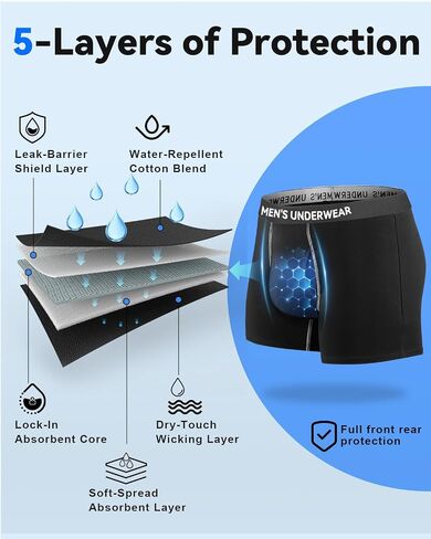 Incontinence Underwear for Men, Mens Incontinence Underwear Washable Leak Proof Boxer Briefs, Washable Reusable Bladder Control Protective Underwear for Bladder Leaks, Fly Opening, 3 Pack (X-Large) in Kuwait
