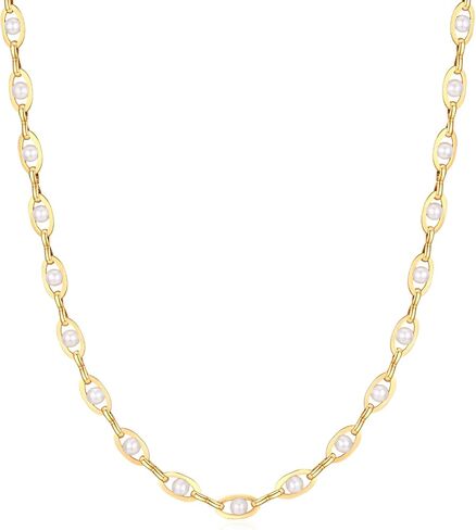 Gold Pearl Necklace for Women, 18K Gold Plated Dainty Pearls Beaded Chain Necklace Jewelry Gifts for Women in Saudi Arabia