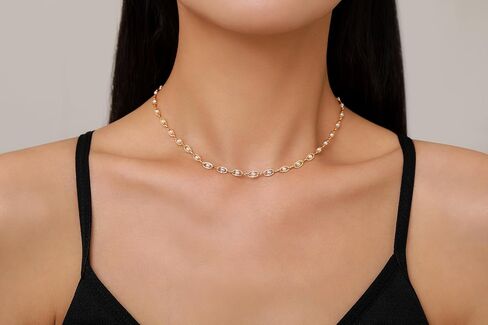 Gold Pearl Necklace for Women, 18K Gold Plated Dainty Pearls Beaded Chain Necklace Jewelry Gifts for Women in Saudi Arabia