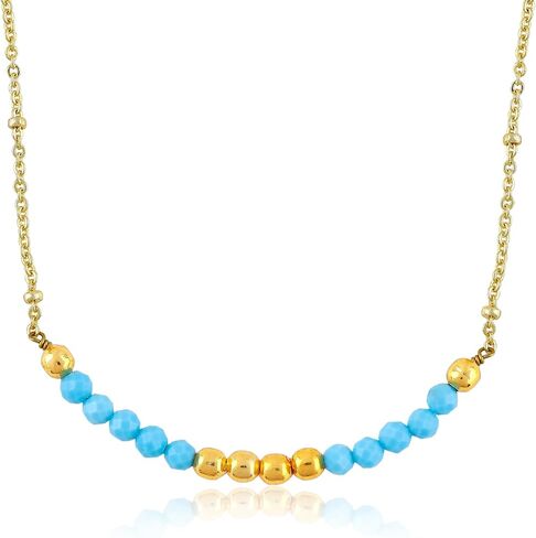 Satellite Chain Necklace 16+2 Inch Gold Plated – Dainty Layering Jewelry with Gemstone Beads – Minimalist Choker Necklace for Women – Delicate Gift for Her in Saudi Arabia