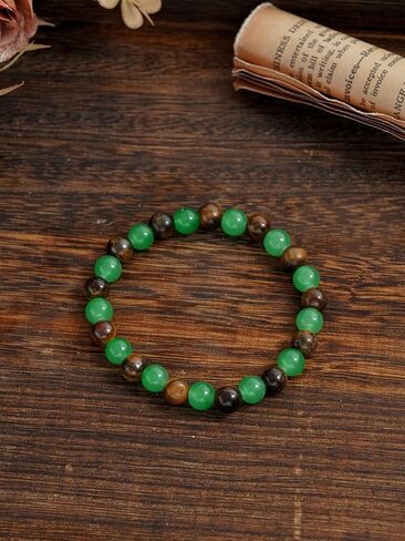 Money Attraction Necklace and Bracelet Set for Men Green Beaded Tiger Eye Money Necklace Jewelry Gift for Men Women in Kuwait