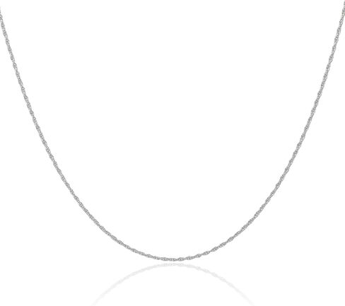 IceCarats 14K Solid White Gold 0.95mm Dainty Cable Rope Chain Necklace Polished in Kuwait