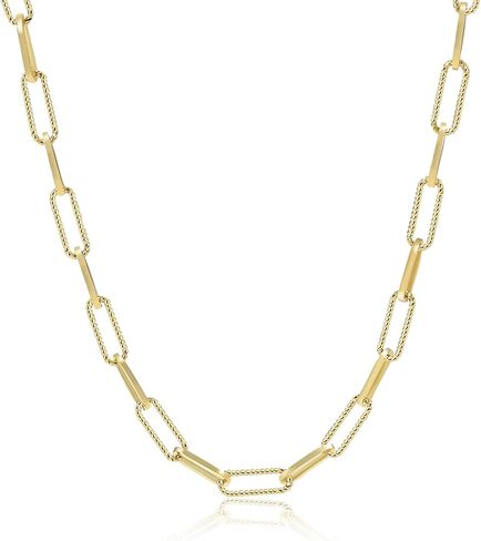 Paperclip Chain Necklace for Women, Adjustable Non‑Tarnish 14K Gold Plated Link Chain, Hypoallergenic Paper Clip Necklace for Layering in Saudi Arabia