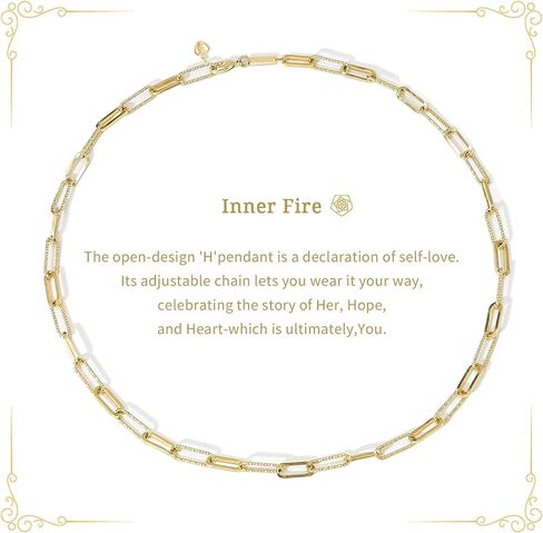 Paperclip Chain Necklace for Women, Adjustable Non‑Tarnish 14K Gold Plated Link Chain, Hypoallergenic Paper Clip Necklace for Layering in Saudi Arabia