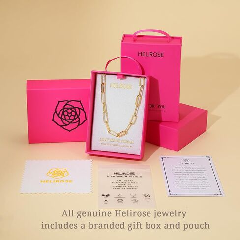 Paperclip Chain Necklace for Women, Adjustable Non‑Tarnish 14K Gold Plated Link Chain, Hypoallergenic Paper Clip Necklace for Layering in Saudi Arabia