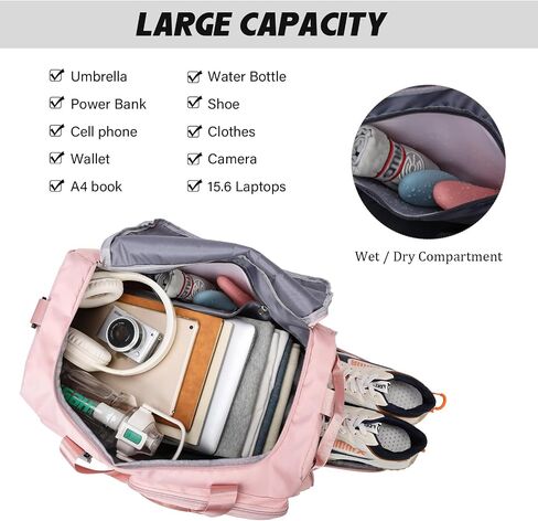 Eslcorri Travel & Fitness Set: Duffle Bag Backpack with Shoe Compartment + Wet Pocket & Lightweight 3-Zipper Nylon Crossbody Bag- Blue Duffel in Saudi Arabia