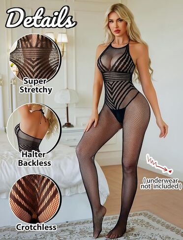 Avidlove المرأة شبكة صيد السمك Bodystocking مقاس واحد شبكة كاملة ارتداءها تخزين الرسن الملابس الداخلية لنادي الهذيان (بدون ملابس داخلية) in Kuwait