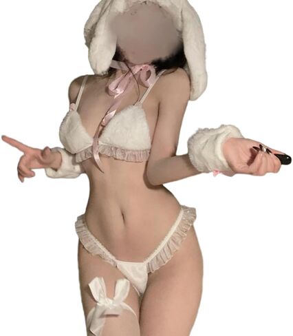 SINROYEE Sexy Anime Cosplay Lingerie Set for Women Furry Bodysuit & Exotic Costume Kawaii Roleplay Outfit for Halloween in Kuwait