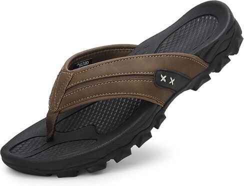ARRIGO BELLO Flip Flops Mens sandbeach Thong Sandals Leather Sliders Non-Slip Summer Slippers Durable Antislip Flip-flop US Size 8-13 in Saudi Arabia
