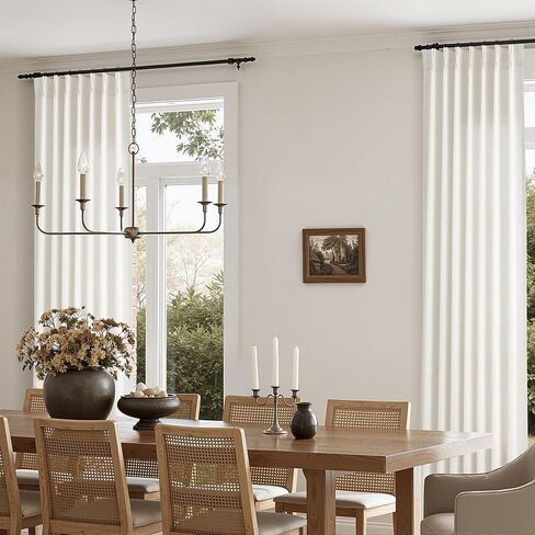 Nanspring Linen Pinch Pleated Curtains 96 Inch for Living Room Bedroom Ceiling to Floor Semi Sheer Natural Cream Light Filtering Back Tab 8ft Drapes 2 Panels Ivory Beige Boho Farmhouse Decor in Saudi Arabia