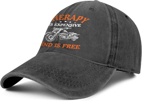 Motorcycle Gifts for Men - Therapy is Expensive Wind is Free Hat - 100% Cotton Adjustable Baseball Cap in Saudi Arabia