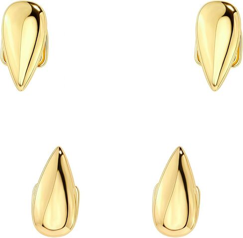 4PCS Smooth Teardrop Fang Grillz for Teeth, Gold Silver Plated Vampire Tooth Caps, Hip Hop Rapper Grillz Jewelry for Men Women, Halloween Cosplay Party Nightclub Music Festival Accessory in Kuwait