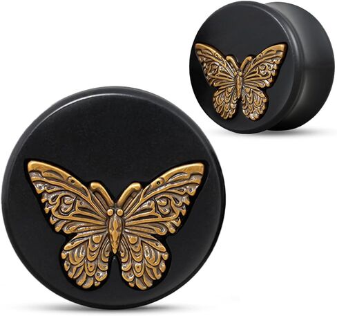 COOEAR Saddle Flared Plugs and Tunnels Piercing Gauges Wood Star Logo Earrings Stretchers. in Kuwait