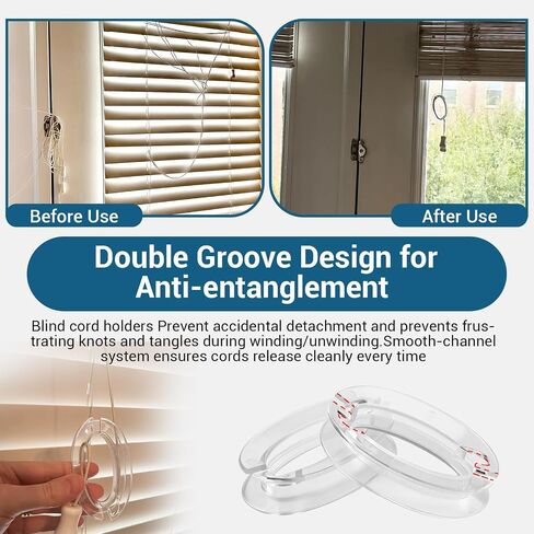 5 Pack Blind Cord Holder,Childproof & Pet-Friendly Blind Cord Organizer, Transparent Window Blind Cord Winder, No-Drill & Wall-Safe Design for Window Blind in Saudi Arabia