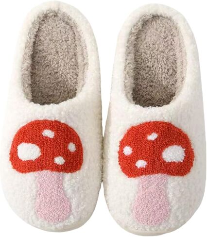 Flowers Design Slippers For Womens Home Elastic Comfy Retro Memory Foam Fuzzy Soft Winter Bedroom Plush Anti-Skid Sole Warm Wool Lined Indoor Outdoor House Slip-On Mens Fruits Shoes in Saudi Arabia
