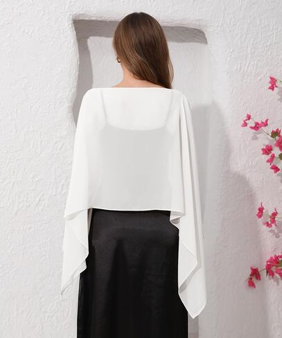Sheer Chiffon Cape Shawl and Wraps for Women, Soft Capelet for Evening Dress, Wedding Capes Cover-Up in Kuwait