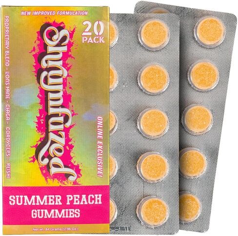 Shrumfuzed Mushroom Gummies | Nootropic Mushroom Supplement with Lion's Mane, Reishi, Cordyceps & Chaga | 20 Count, Summer Peach in Saudi Arabia