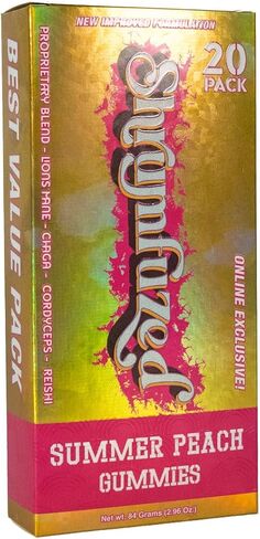 Shrumfuzed Mushroom Gummies | Nootropic Mushroom Supplement with Lion's Mane, Reishi, Cordyceps & Chaga | 20 Count, Summer Peach in Saudi Arabia