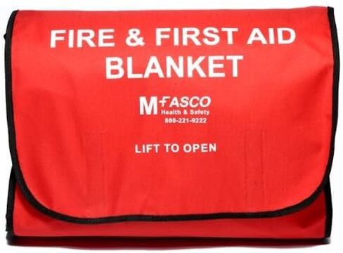 MFASCO Emergency Fire Blanket Kit - Fire Retardant Blanket Vertical Release, Wall-Hanging Case, Smothers Small Fires, Great for Work, Home, Auto - Includes Large 62"x82" Blanket, 16" x14x5 Case in Saudi Arabia