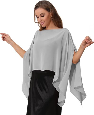 Sheer Chiffon Cape Shawl and Wraps for Women, Soft Capelet for Evening Dress, Wedding Capes Cover-Up in Saudi Arabia