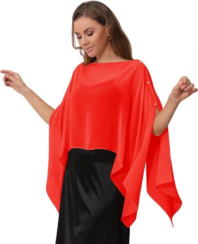 Sheer Chiffon Cape Shawl and Wraps for Women, Soft Capelet for Evening Dress, Wedding Capes Cover-Up in Kuwait