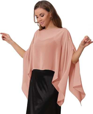 Sheer Chiffon Cape Shawl and Wraps for Women, Soft Capelet for Evening Dress, Wedding Capes Cover-Up in Kuwait